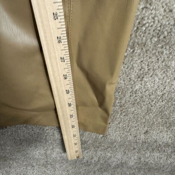 Zara Pants Womens Size Small Khaki High‎ Rise Faux Leather flare Full Length - Picture 7 of 12